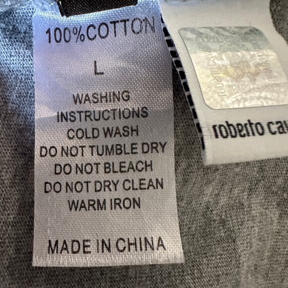 ROBERTO CAVALLI | Gray Heather Logo Tee Shirt | Size Large - Picture 6 of 6
